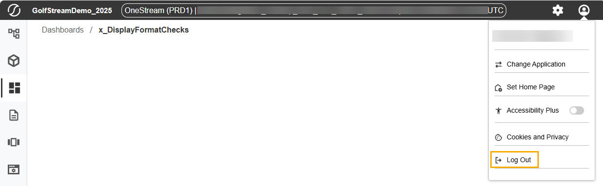 Log Out menu option