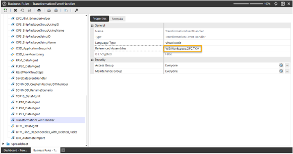 Edit the Transformation Event Handler Business Rule