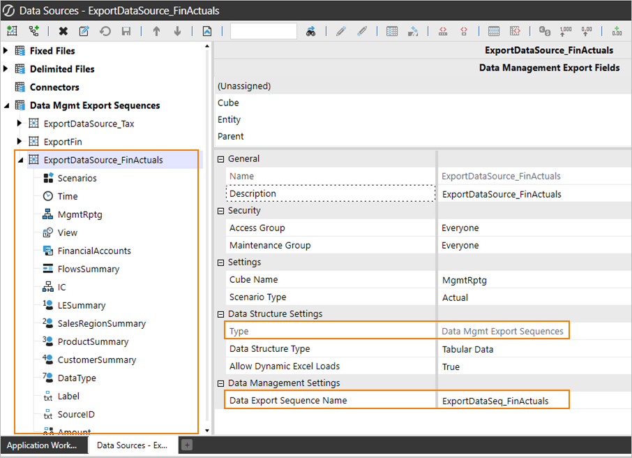 Data Management Export Sequences Data Source