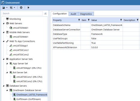 OneStream Database Servers (Schema Items)