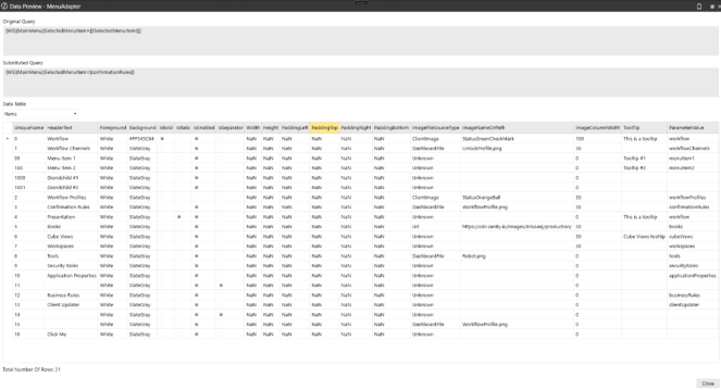 Data Adapter and Menu Component
