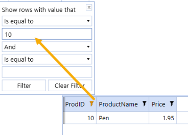 SQL Table Editor Filtering