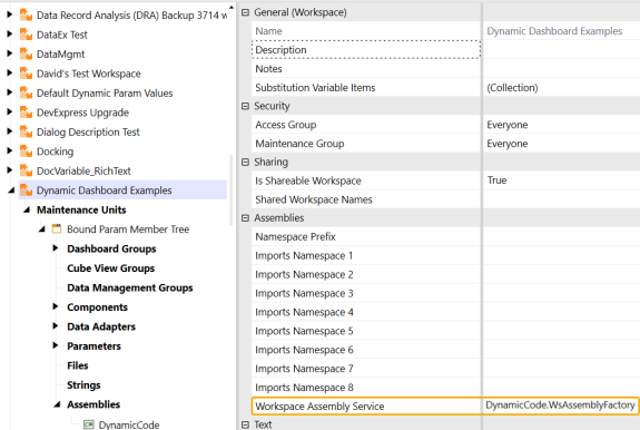 Assembly Workspace Configure the Service Factory