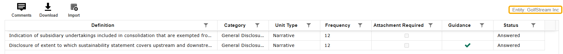 The entity displays above the grid and is outlined