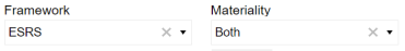 Framework filter selection is ESRS. Materiality filter selection is Both.