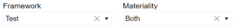 Framework filter selection is Test. Materiality filter selection is Both.