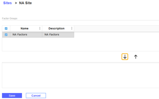 A factor group is selected and the add button is outlined 