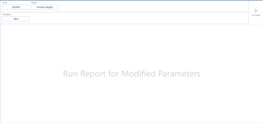 Run Report for Modified Parameters displays in gray text in a large white box.