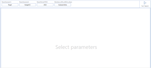 Select Parameters displays in gray text in a large white box.