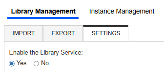 Enable the Library Service has two options with radio buttons: Yes and No. 