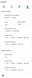 The left pane displays navigation bar settings and page bar settings.