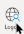 The Logon icon has a globe with black horizontal and vertical lines and a blue line that creates the silhouette of a user. The word Logon is displayed on the bottom.
