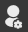 The icon has a dark gray background and white silhouette of a user with a white gear in the lower right corner.