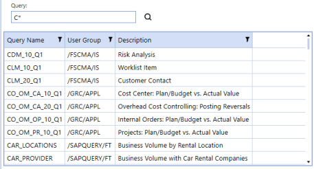 Query using asterisk for wildcard after C to search for all C query names