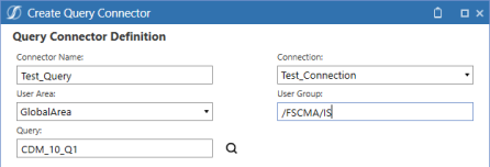 Create Query Connector dialog shows available fields to set up your connector