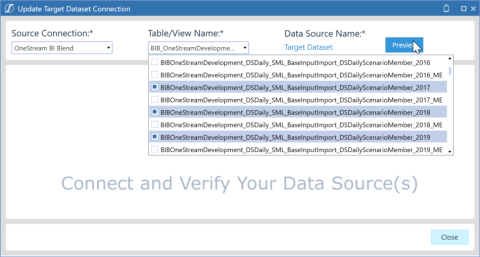 Update the data tables to be used for source target and feature data for your modeling project.