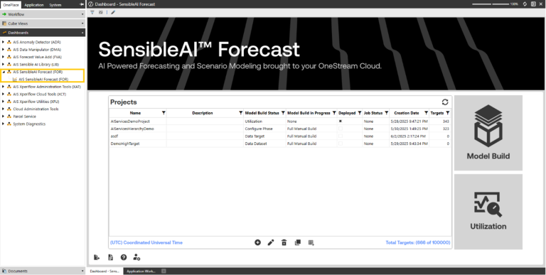 The Home page is the starting point for managing and creating your modeling projects.