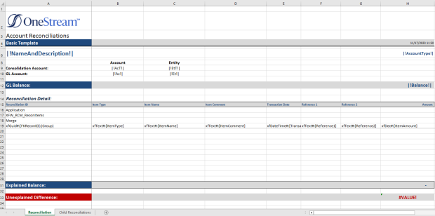 The template is a grid with a white background and headings with blue, gray, and red backgrounds.