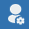 The icon has a blue background and white silhouette of a user with a white gear in the lower right corner.
