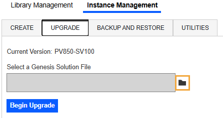 Upload Upgrade Instance button is a file folder icon.