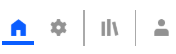 Designer Home button is a house icon. Settings button is a gear icon. Image Library button is an icon with three book spines. Navigation View button is a silhouette of a user icon.