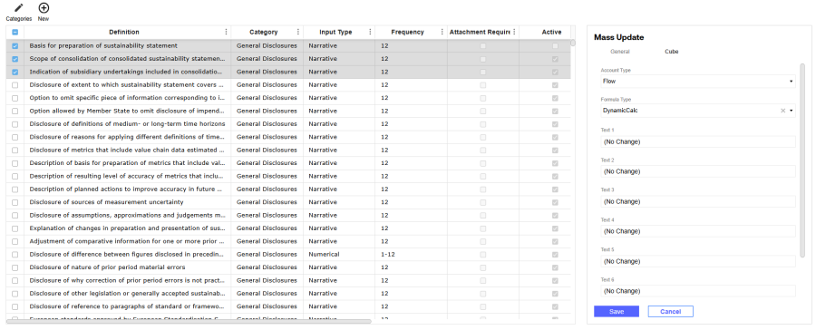 The Cube tab displays No Change for text properties by default