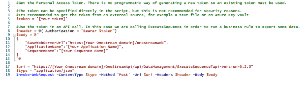 There are 19 lines of code in the current example.