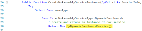 Code to enable processing of Dynamic Dashboards highlighted 