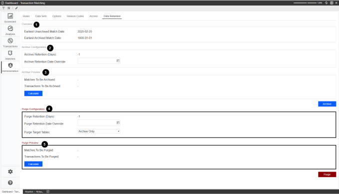 The Data Retention tab has a black line underneath. 