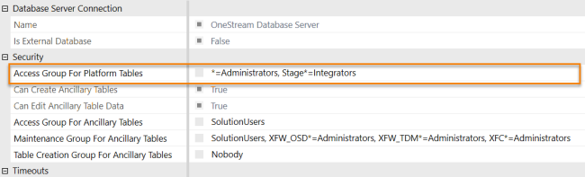OneStream Database Server Security and SQL Table Access