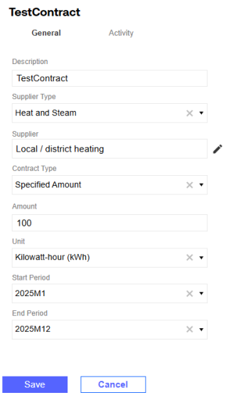 The contract details pane displays with all fields populated.