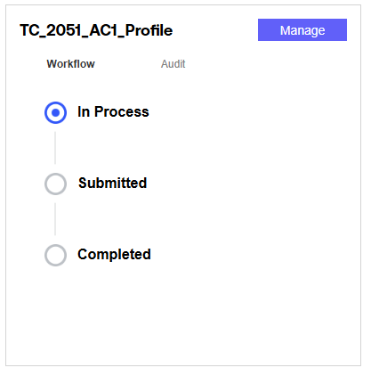 The Profile status progression shows the profile In Process