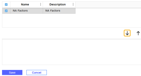 A factor group is selected and the add button is outlined 
