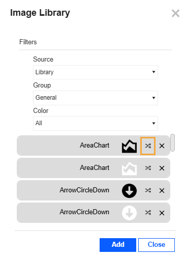 Change the Selected Image icon is two arrows that curve to switch places.