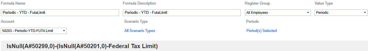 Periodic year to date FUTA limit example formula