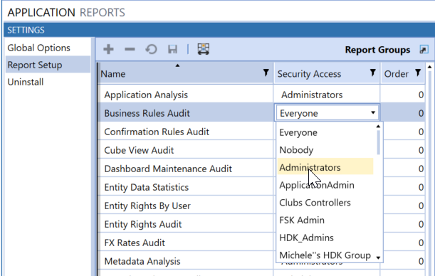 Report Setup