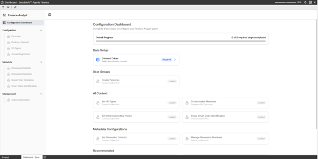 Finance Analyst Configuration Dashboard