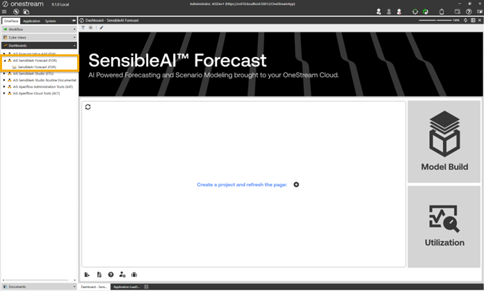 The Home page is the starting point for managing and creating your modeling projects.